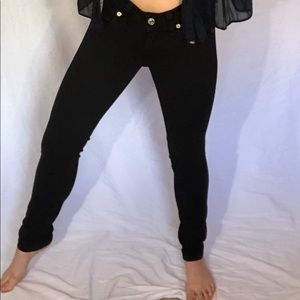 True Religion Low Rise Black Skinny Jeans.